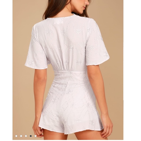 LOST + WANDER Willow Light Grey Embroidered Romper - Picture 2 of 8